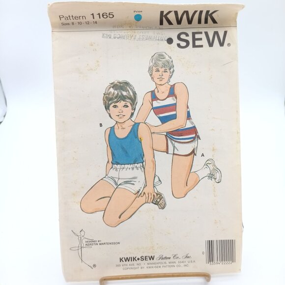 Vintage Kwik Sew Pattern 1165 Boys Tank Top & Shorts Sizes 8-14 - Picture 1 of 2